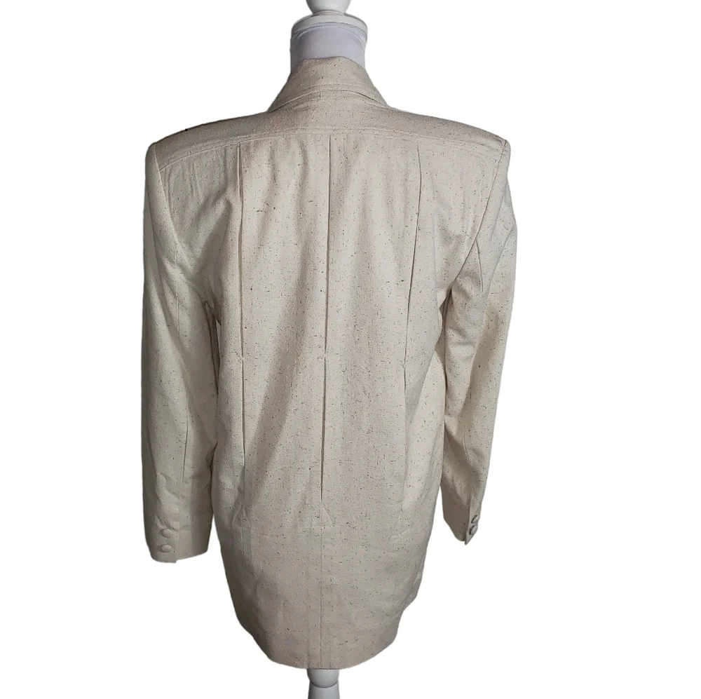 Naturelle George Georgiou Tan Beige 100% Silk Blazer Sz XS Western Style Jacket - Picture 4 of 16